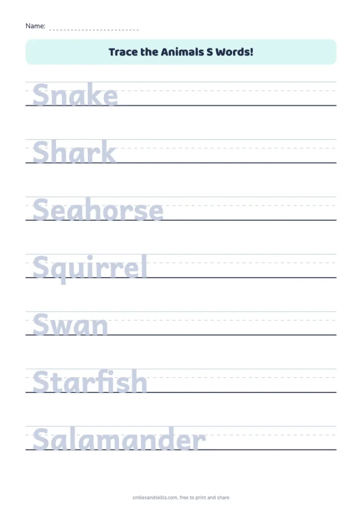 Trace the Animals S Words