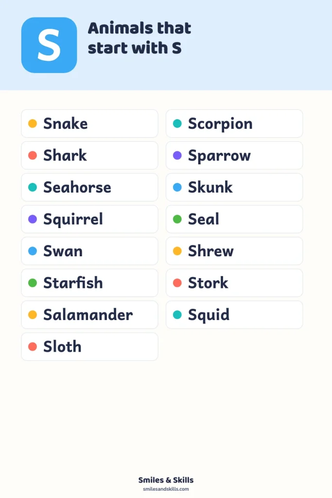 Animals That Start With the Letter S
