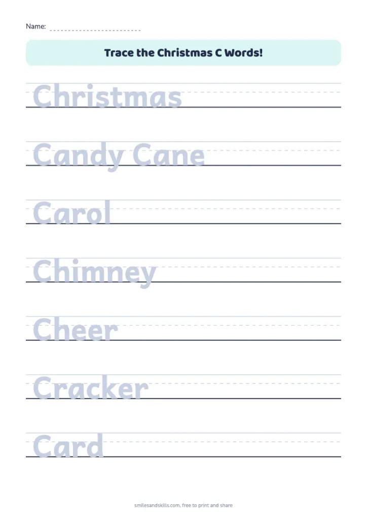 Trace the Christmas C Words