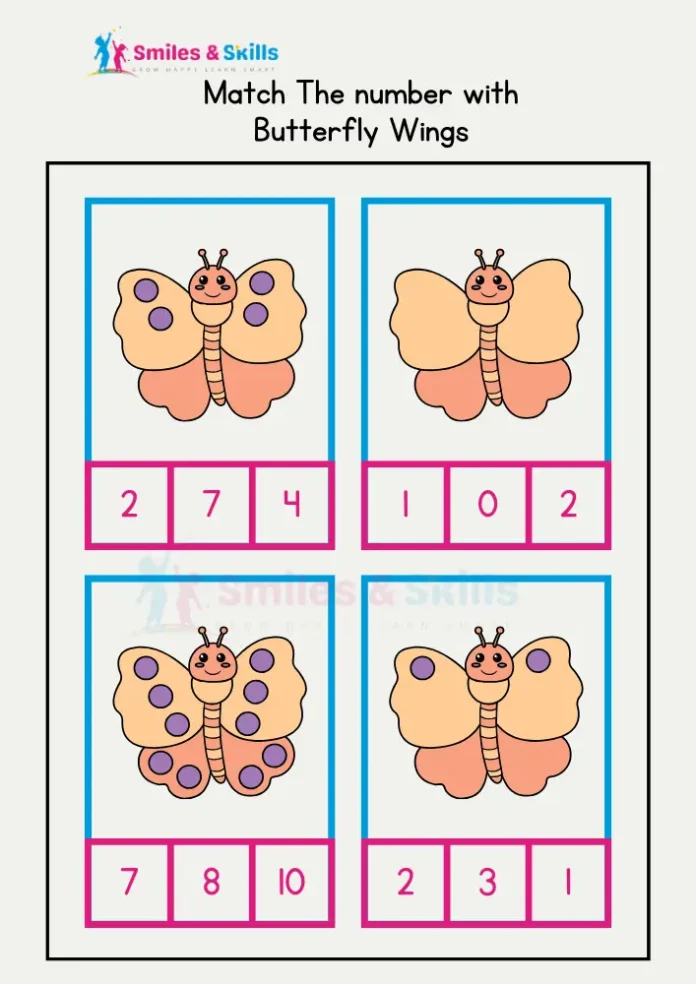 Match number with Butterfly wings