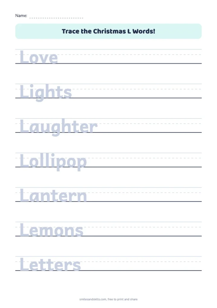 Trace the Christmas L Words