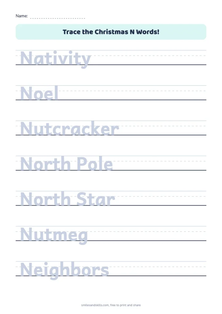 Trace the Christmas N Words