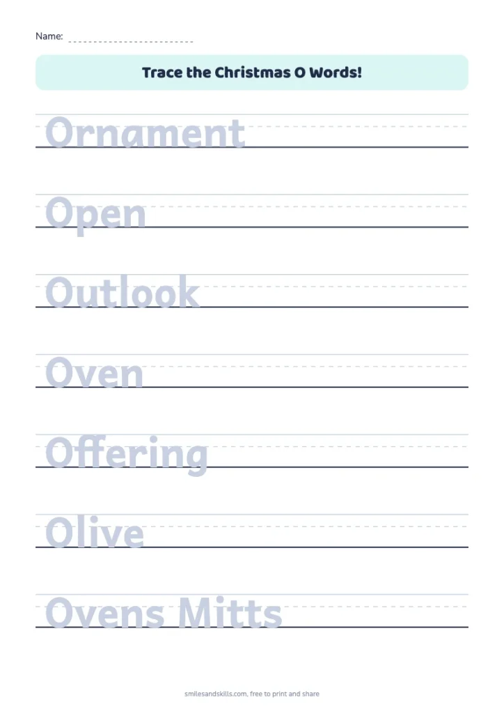 Trace the Christmas O Words