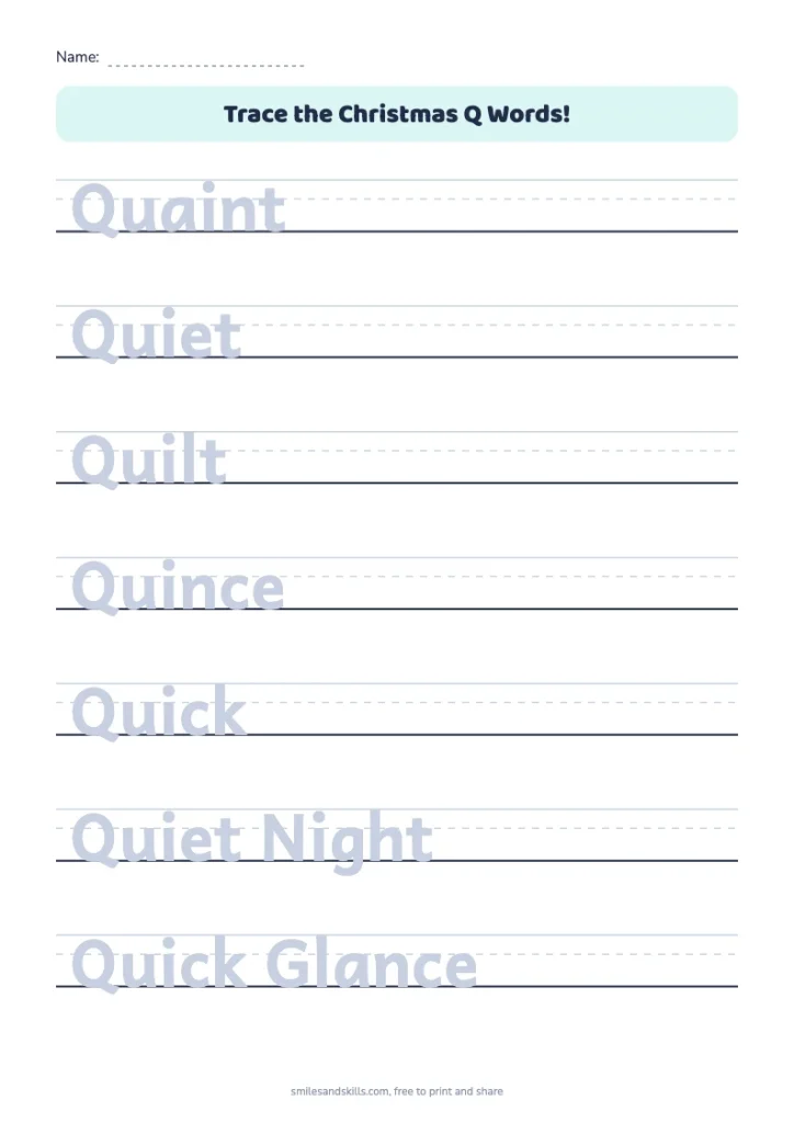 Trace the Christmas Q Words