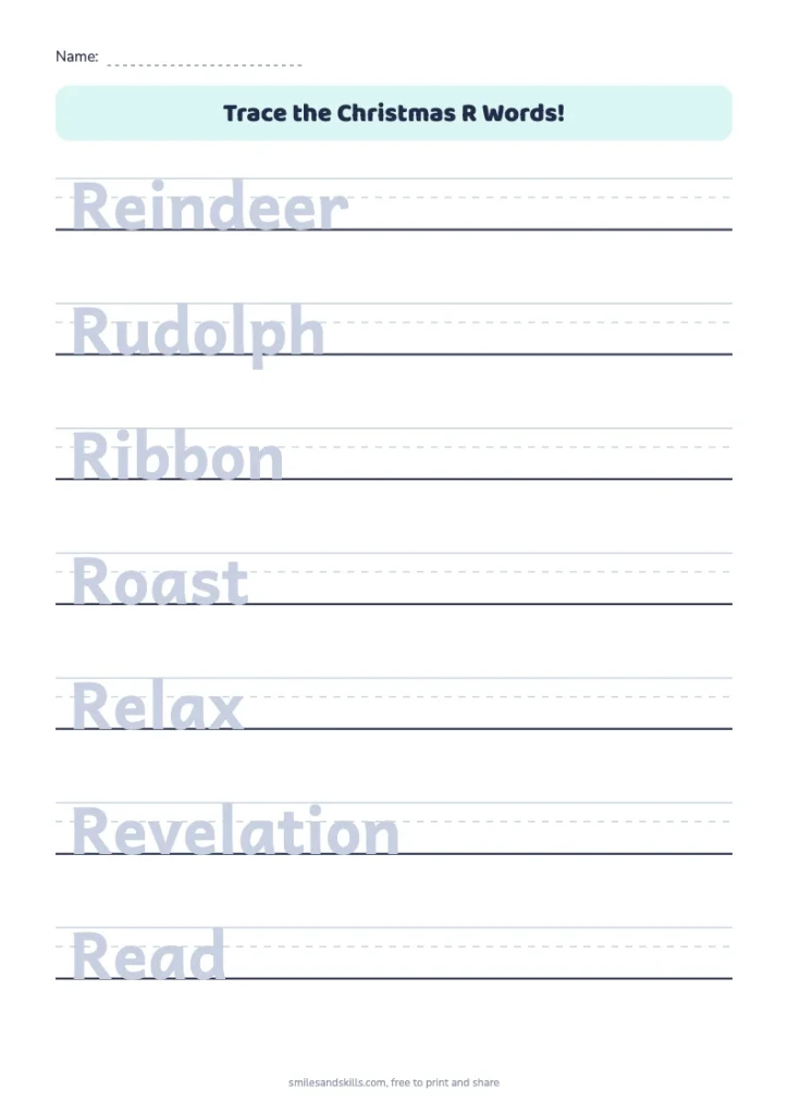 Trace the Christmas R Words
