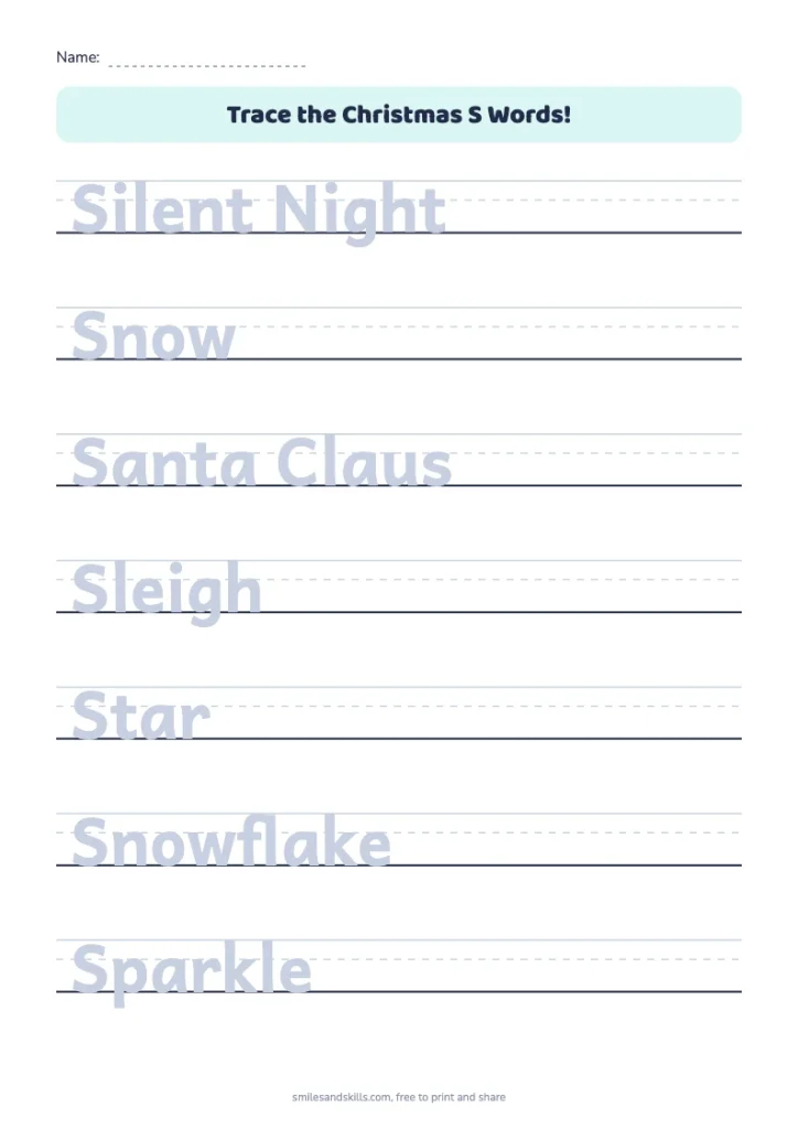 Trace the Christmas S Words