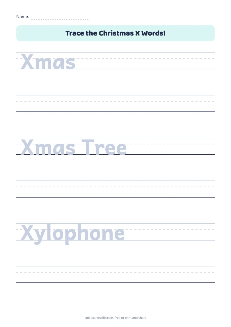 Trace the Christmas X Words