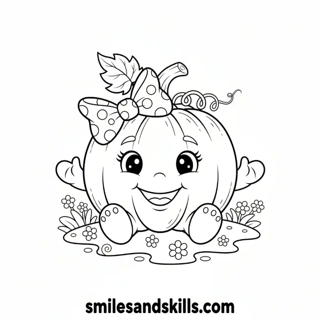 Baby Pumpkin with Bow coloring page