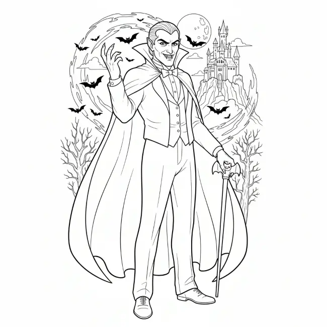 Classic Dracula Vampire Coloring Page