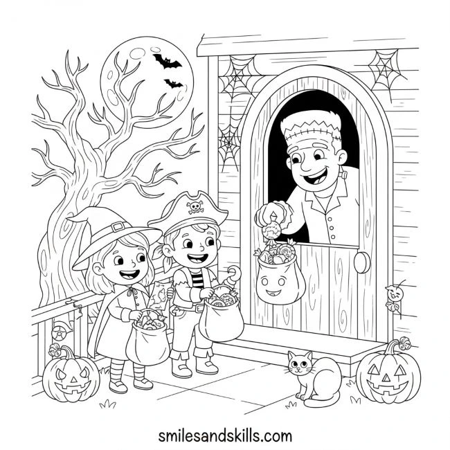 Doorway Trick-or-Treat Scene