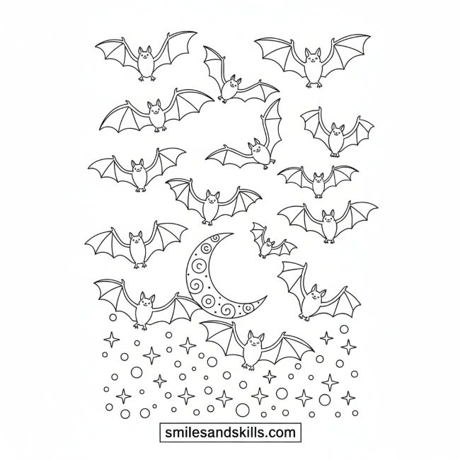Flying Bats Silhouettes