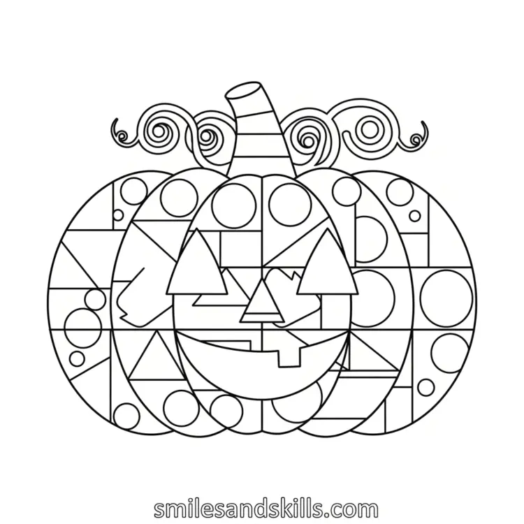 Geometric Pattern Pumpkin coloring page