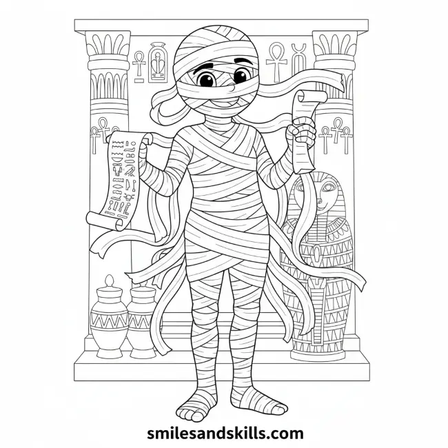 Mummy Wrapped in Bandages Coloring Pages