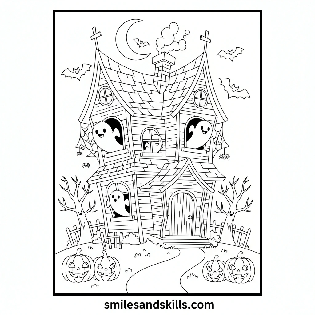 Simple-Haunted-House-halloween-coloring-page
