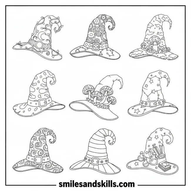 Witch's Hat Collection coloring page
