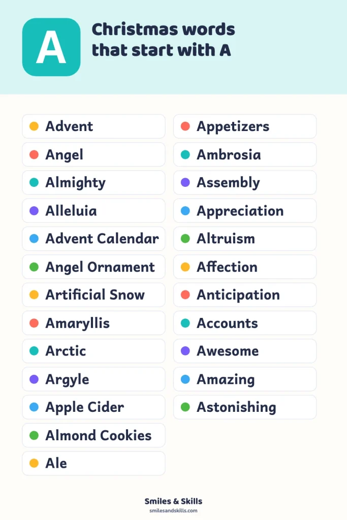 Christmas Words That Start With A